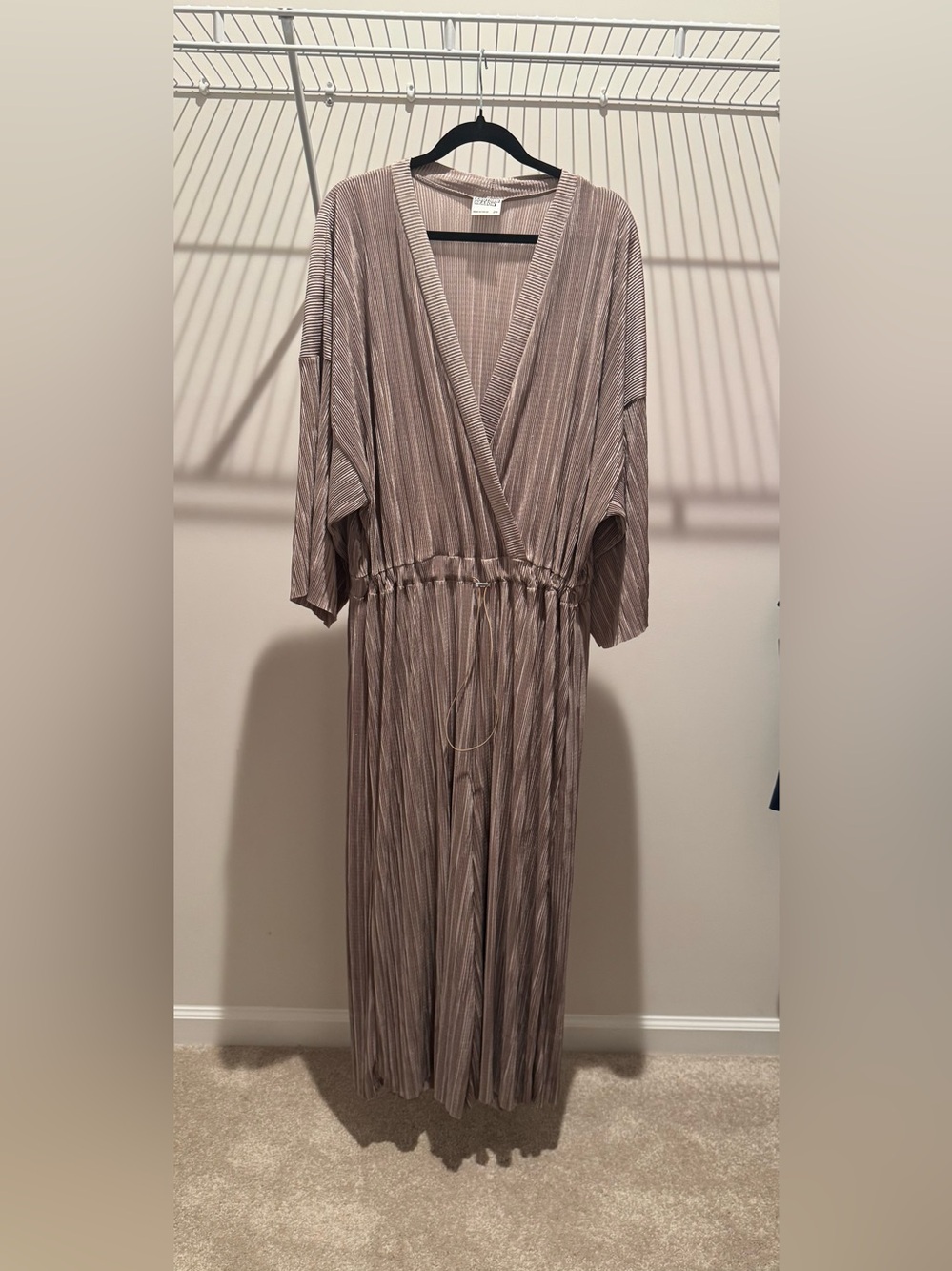 ASOS (Another Reason) Plisse Dark Beige Jumpsuit; Size US 18 (UK 22) NWOT